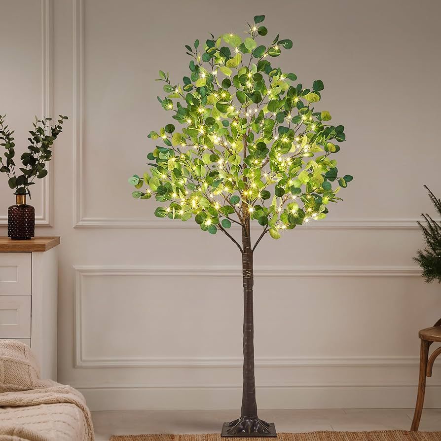 Lightshare Lighted Eucalyptus Tree 6FT 270 Warm White LED Artificial Greenery with Lights for Wed... | Amazon (US)