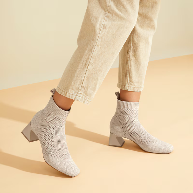 Square-Toe Perforated Heeled Boots (Melissa) | VIVAIA