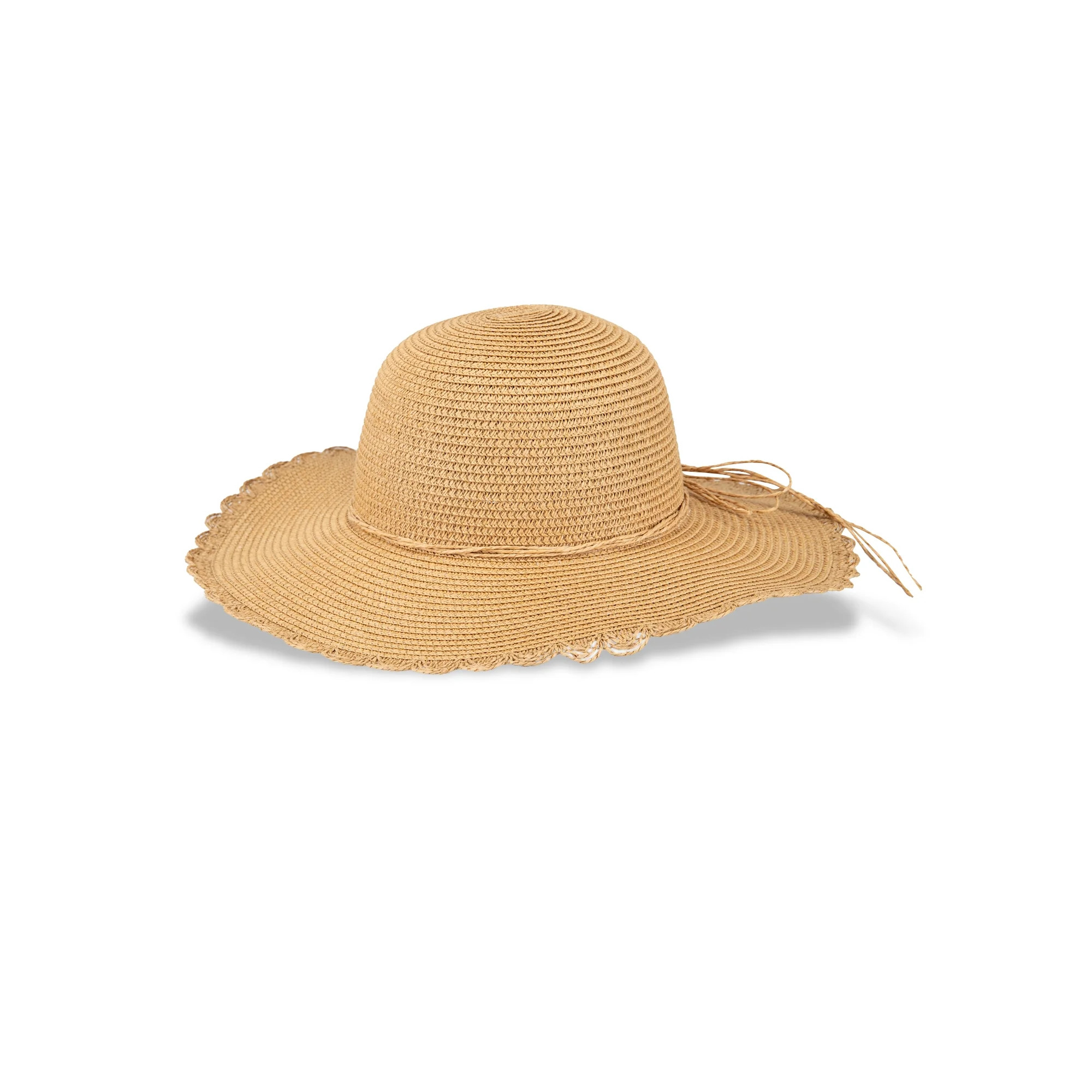 Jessica Simpson Women's Scalloped Edge Wide Brim Straw Hat - UPF 50 UV Protection | Walmart (US)