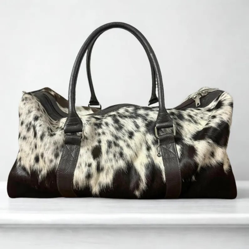 Handmade Hair-on Cowhide Duffle Bag: Leather Weekender Travel Bag - Etsy | Etsy (US)