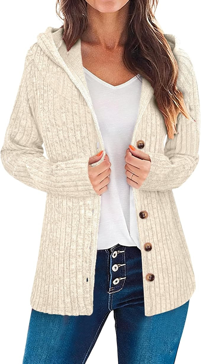Cardigan Sweaters for Women Button Essentials Hoodies Long Sleeve Tops Business Casual Outfits Fa... | Amazon (US)