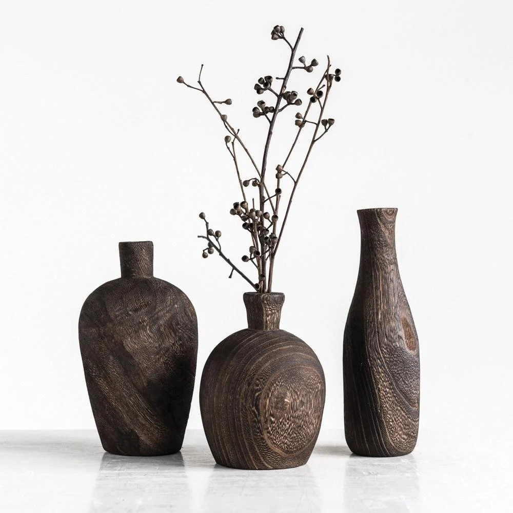 Charlynn Wood Vases (Set of 3) | Lulu and Georgia 