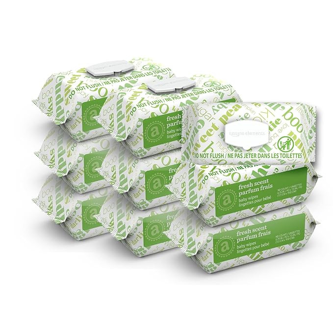 Amazon Elements Baby Wipes, Fresh, Flip-Top Packs, 810 Count, 9 Packs of 90 Counts | Amazon (US)