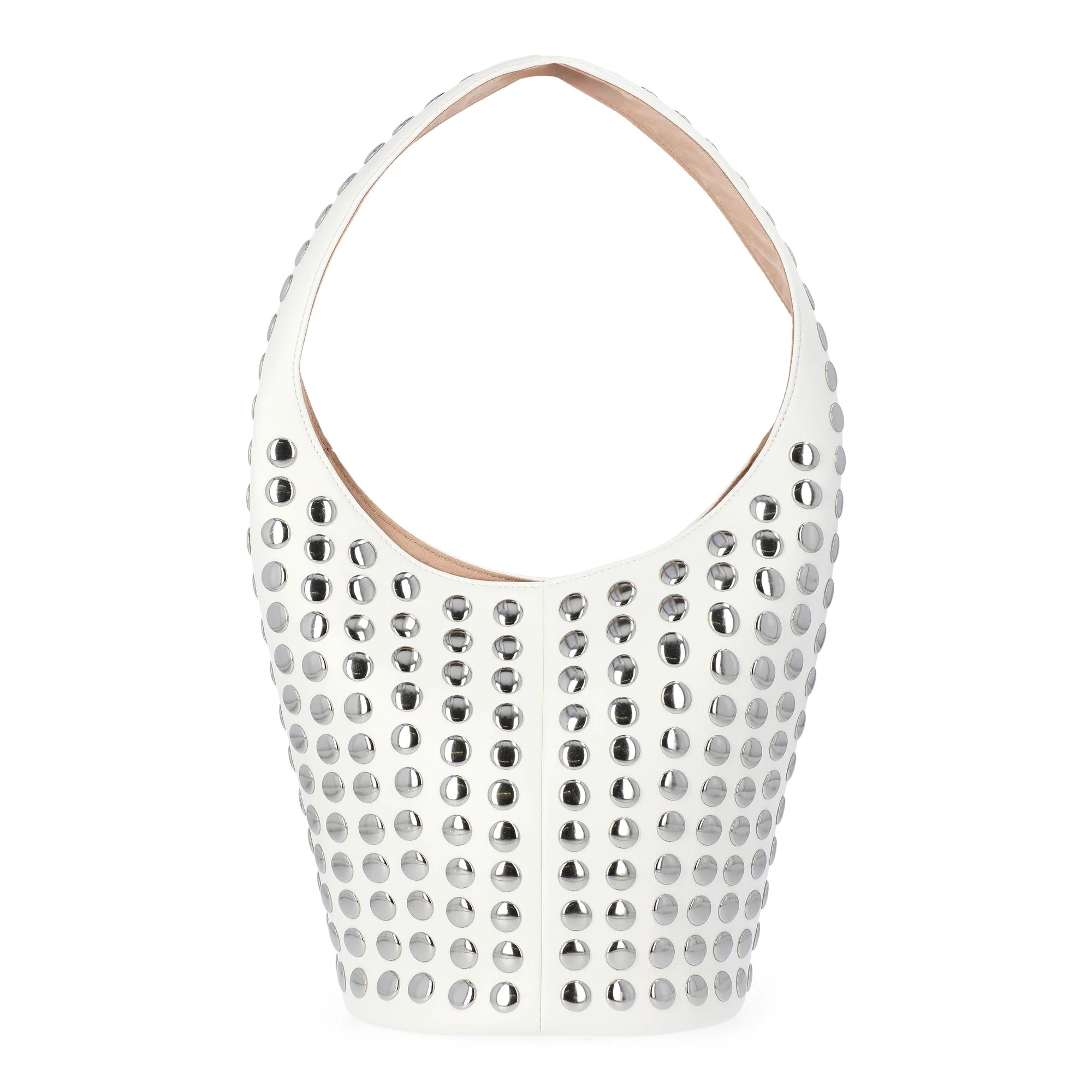 Madden NYC Women's Studded Bucket Shoulder Bag, White | Walmart (US)