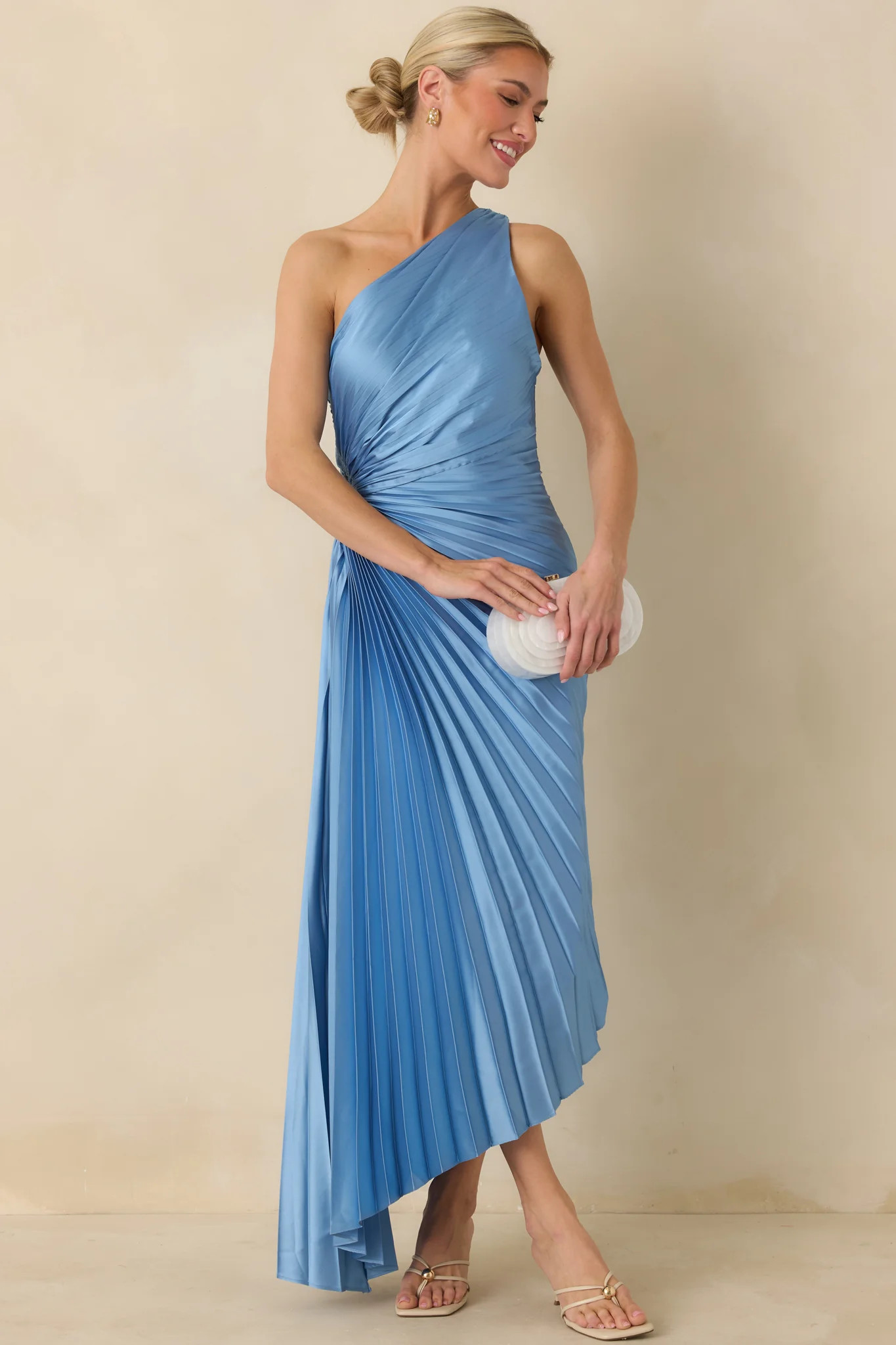 Poetic Charm Light Blue Asymmetric One Shoulder Maxi Dress | Red Dress