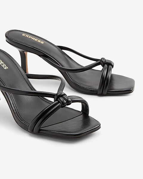Tubular Knotted Square Toe Heeled Sandals | Express