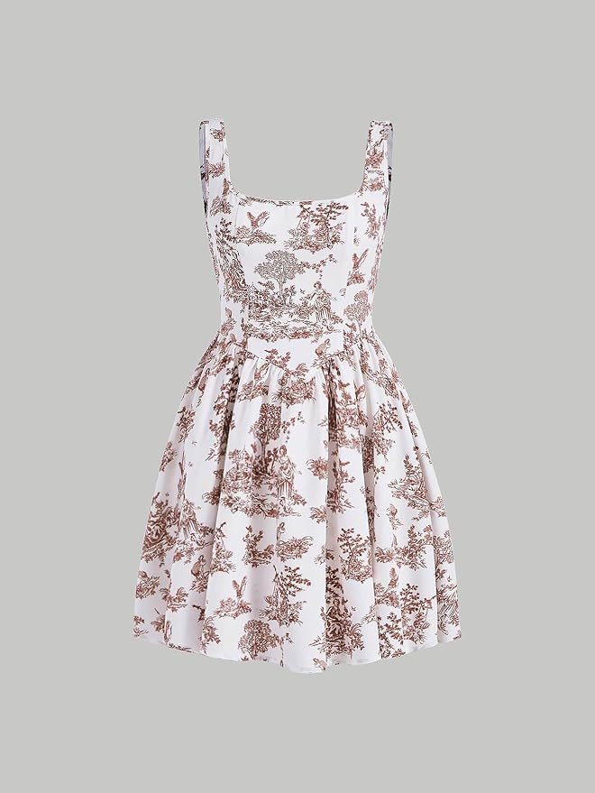 Dresses for Women Women's Dress Figure & Plants Print Cami Dress Dresses (Color : Multicolor, Siz... | Amazon (US)
