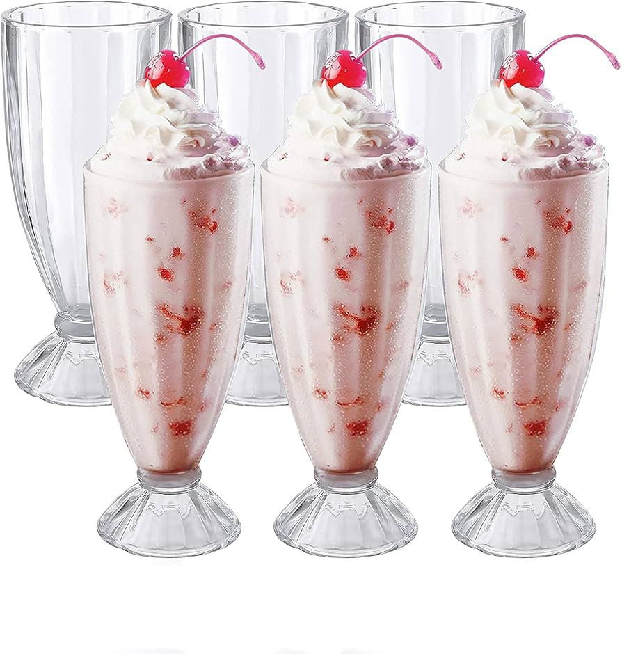 Cedilis 6 Pack Milkshake Glass with 6 Long Metal Spoons,Old Fashioned Soda Glasses, Fountain Clas... | Amazon (US)