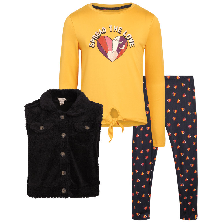 One Step Up Girls' Leggings Set - 3 Piece Denim Jean Vest, Long Sleeve T-Shirt, and Leggings (Siz... | Walmart (US)