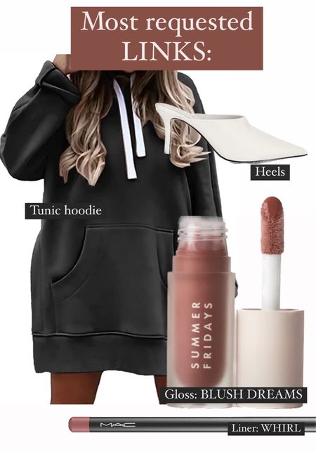 In my DM’s! Most requested links! 
My lip combo:
Lip liner: whirl
Lip gloss: blush dreams 
Amazon tunic hoodie: small 
White heels: tts (best sellers)✨



#LTKbeauty #LTKstyletip #LTKfindsunder50
