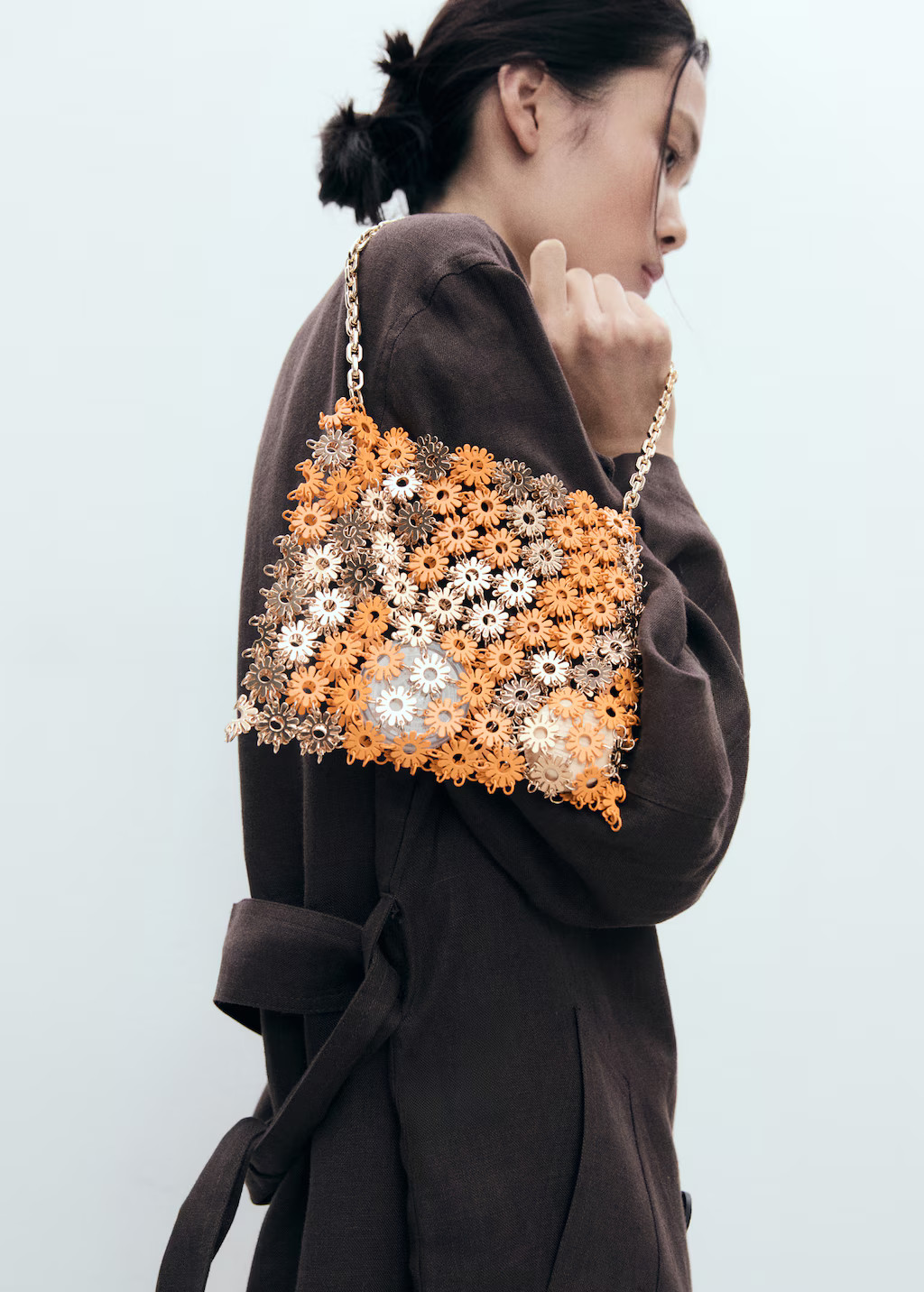 Shoulder bag with metallic flower - Women | MANGO USA | Mango (US/MX/AU)