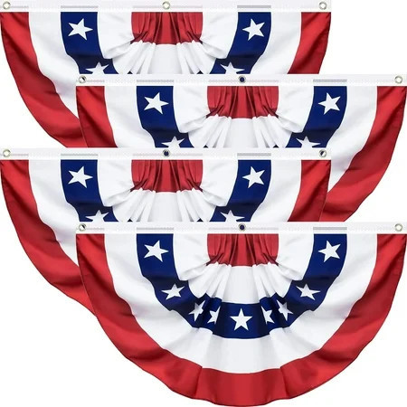 4 Pack USA Pleated Fan Flag, 3 X 6 Feet American US Bunting Flag Patriotic Half Fan Banner Flag Decoration, 4th of July Memorial Day Independence Day Fourth July Outdoor Decor | Walmart (US)