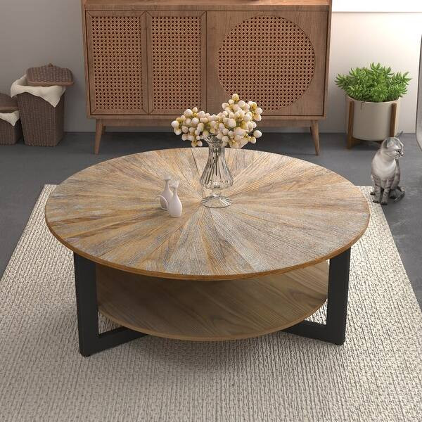 35.27'' Round Coffee Table with Storage By Aoolive - On Sale - Overstock - 34116604 | Bed Bath & Beyond