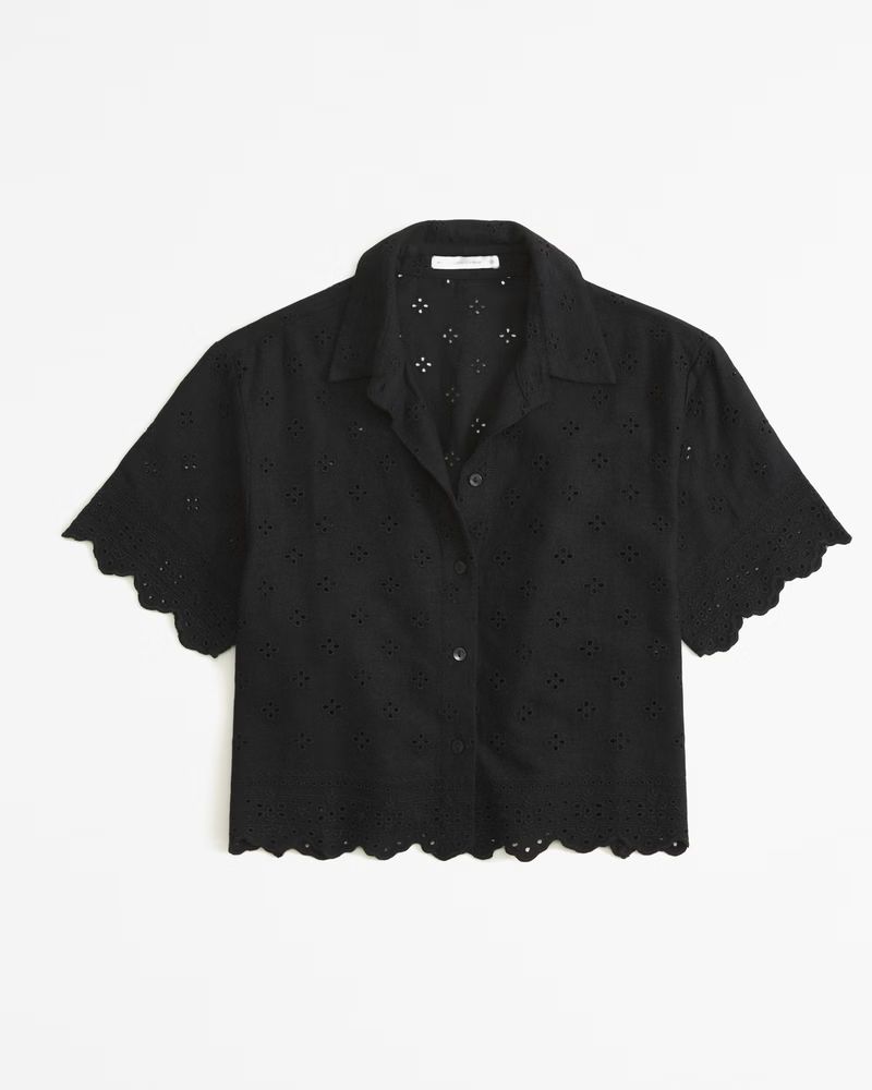 Short-Sleeve Scallop-Hem Shirt | Abercrombie & Fitch (US)