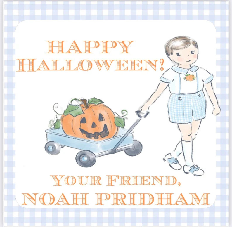 Blue Personalized Watercolor Halloween Tags | Etsy (US)