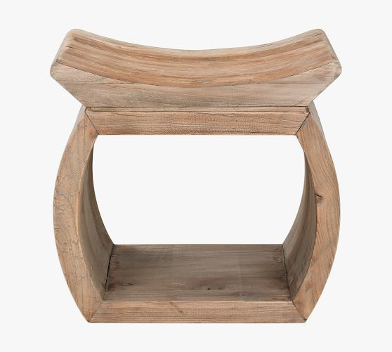 Monica Reclaimed Elm Wood Accent Stool | Pottery Barn (US)