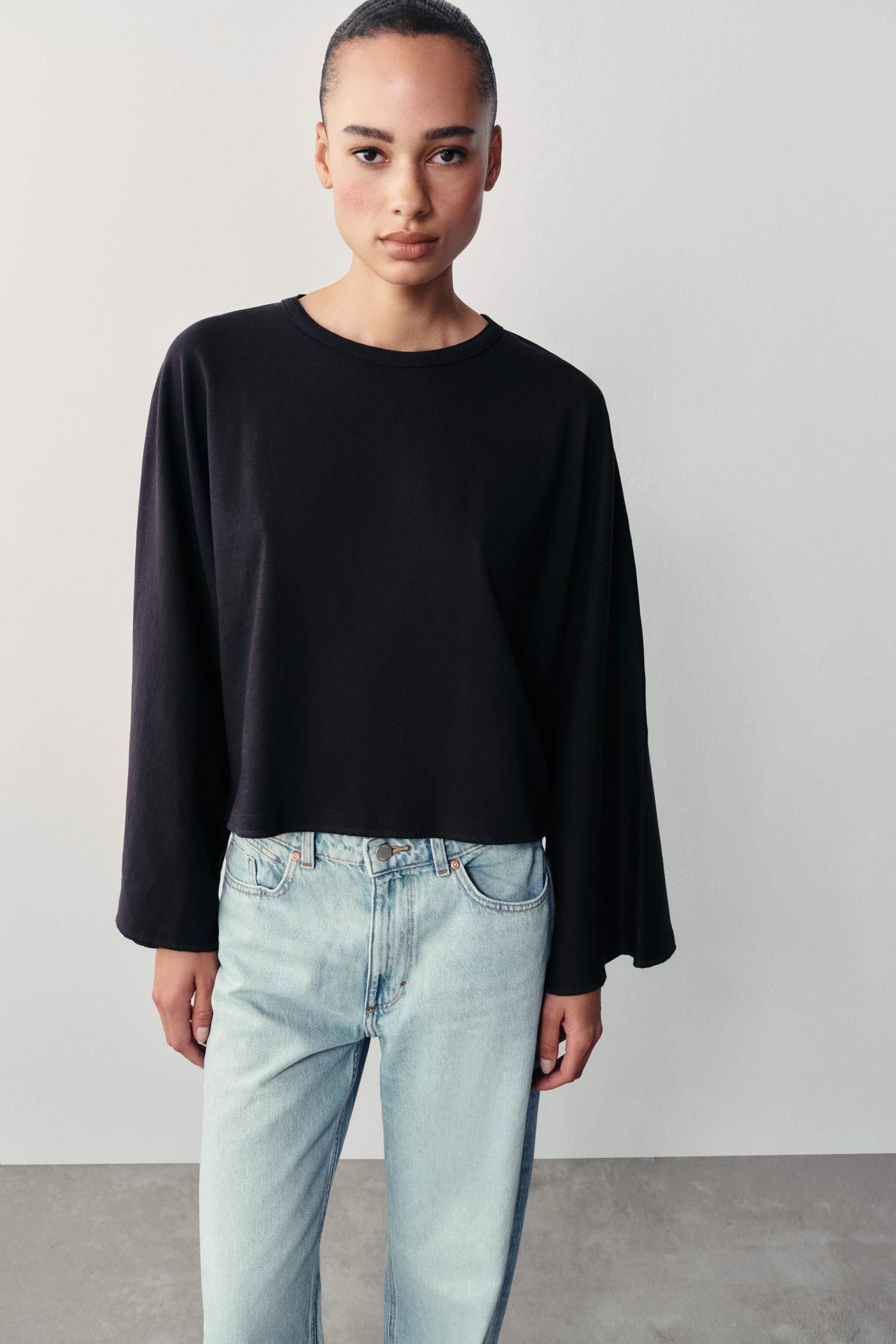 COTTON T-SHIRT WITH WIDE SLEEVES | Zara UK