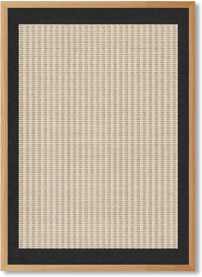 Framed Canvas Wall Art Minimalist Beige Rattan Texture Art Print Vintage Rustic Poster Painting P... | Amazon (US)