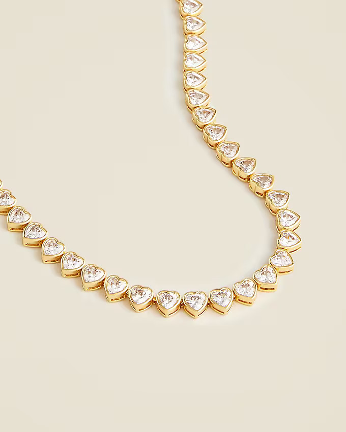 Heart cubic zirconia bezel-set tennis necklace | J. Crew US
