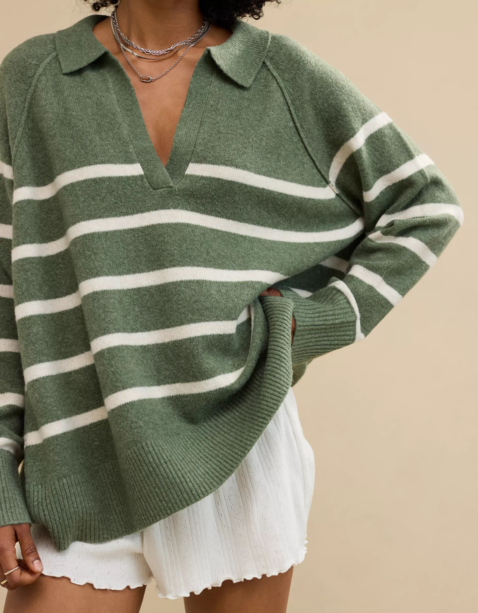 Aerie Unreal Polo Sweater | Aerie