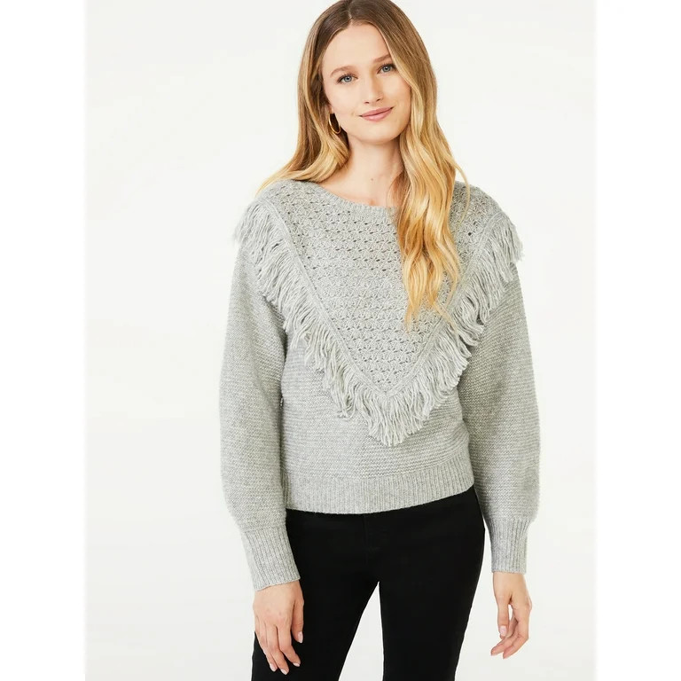 Scoop Women's Fringe Sweater | Walmart (US)