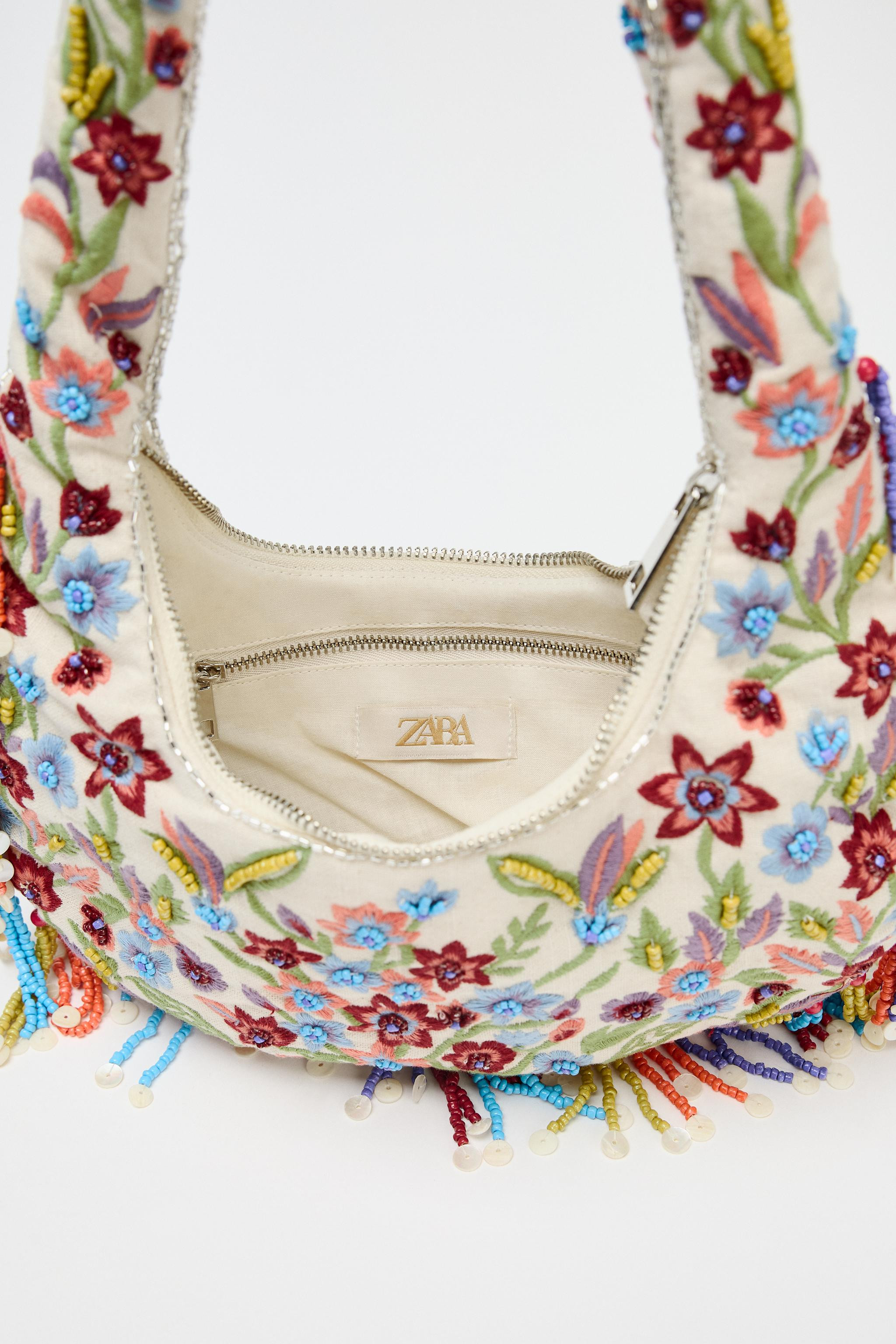 OVAL BAG WITH FLORAL EMBROIDERY | Zara UK