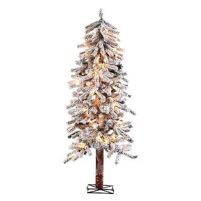 5ft Pre-Lit Slim Artificial Christmas Tree Flocked - Clear Lights | Target
