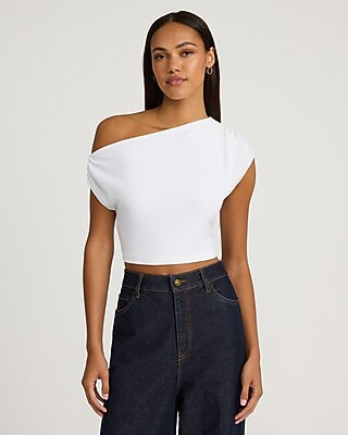 Jersey One Shoulder Ruched Tank | Express