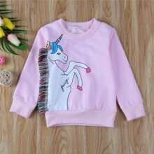 Toddler Girls Unicorn Print Fringe Detail Sweatshirt | SHEIN