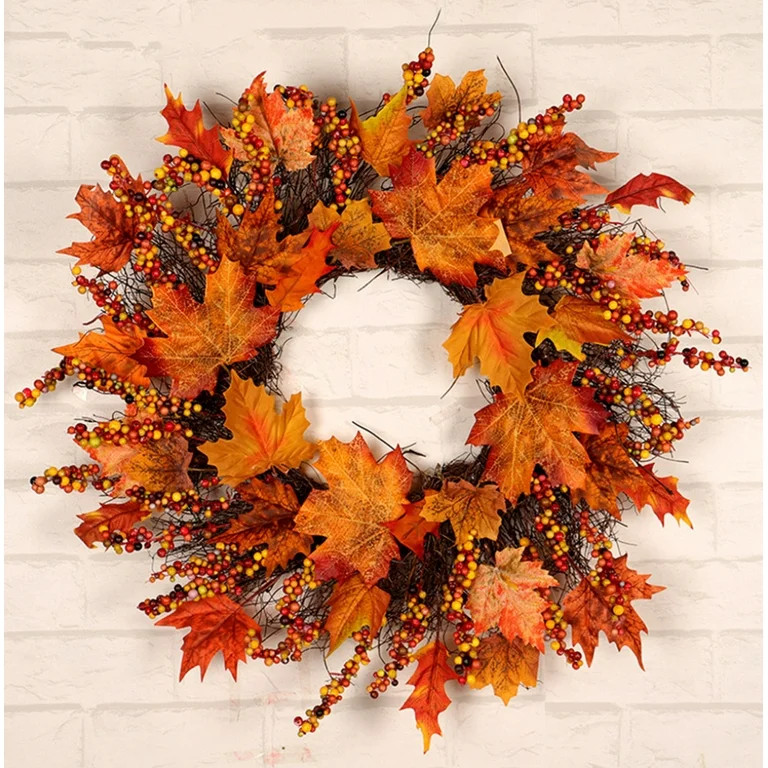 Yirtree Fall Wreath, Artificial Fall Wreaths for Front Door Outside, Autumn Wreath Harvest Fall D... | Walmart (US)