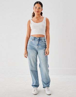 Christina is 5' 9", wearing size 2 long | American Eagle Outfitters (US & CA)