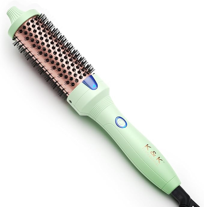 K&K Thermal Brush for Blowout Look, 1.5 Inch Ionic Heated Round Brush Makes Hair Smoother, Dual V... | Amazon (US)