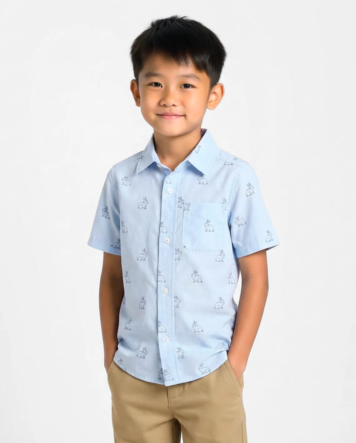 Boys Dad And Me Bunny Poplin Button Up Shirt - blue | The Children's Place