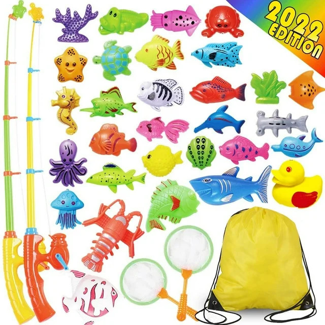 Rirool Magnetic Fishing Game for Kids - Game Set with Pole Rod Net, Plastic Floating Fish - Educa... | Walmart (US)