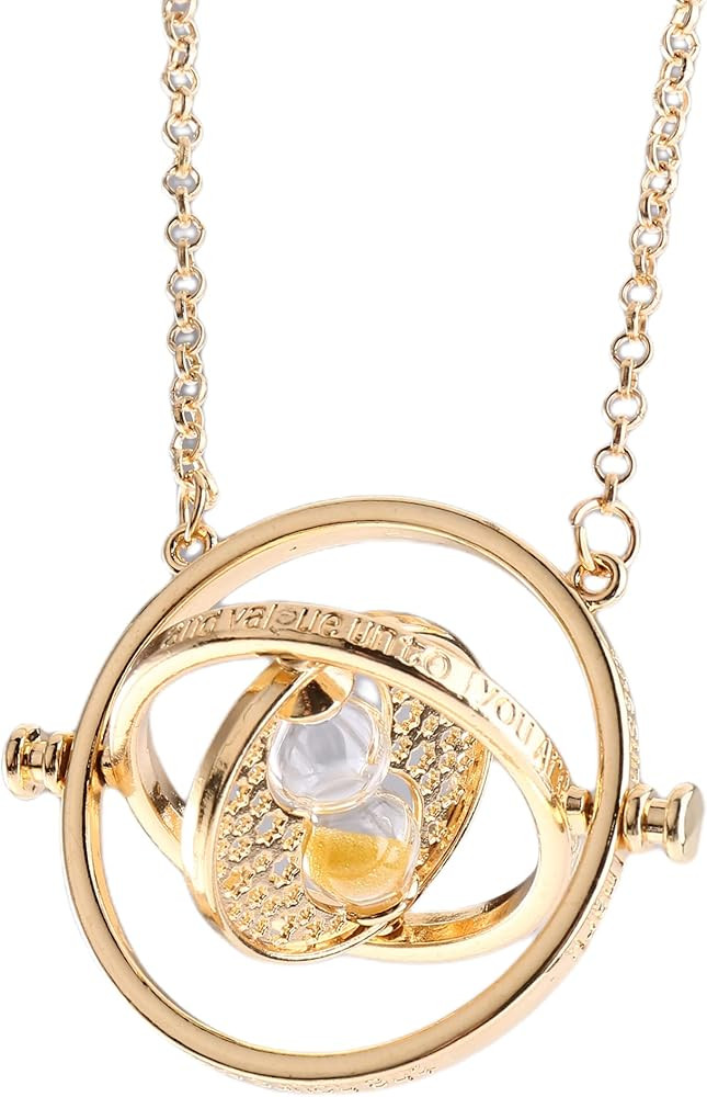Hermione Rotating Time Turner Necklace Gold Wizardry Falcon Hourglass Pendant | Amazon (US)