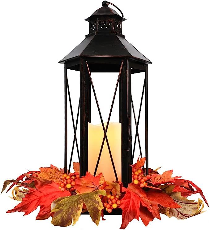 DECORKEY Fall Decorations for Home, Candle Lantern Decorative Outdoor Decor, 15.8" Vintage Hexago... | Amazon (US)