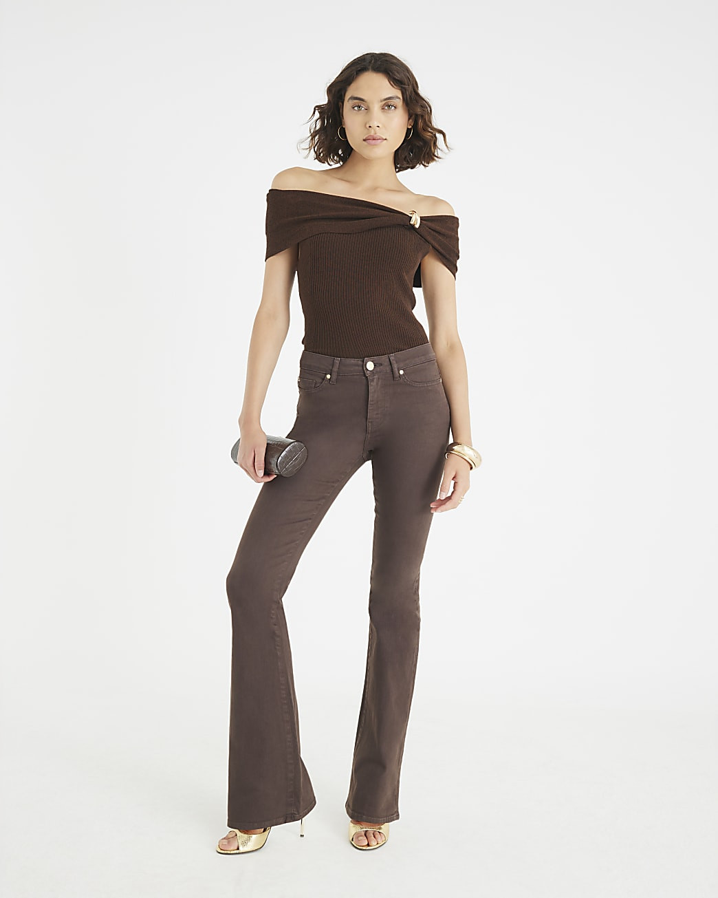 Brown Mid Rise Bootcut Jeans | River Island UK & IE