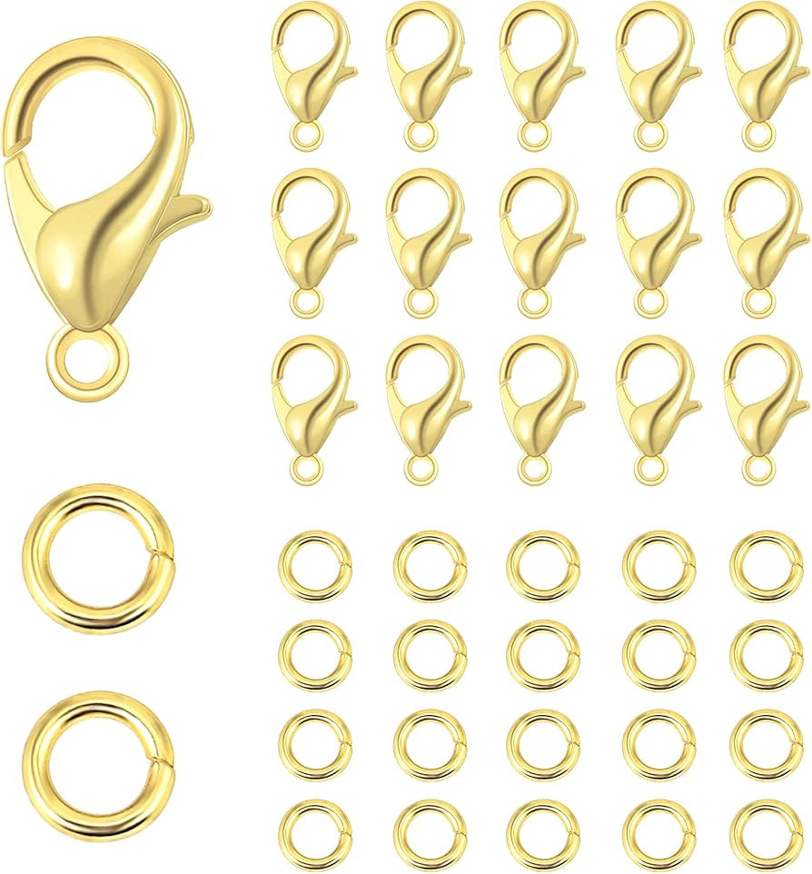 ALEXCRAFT Lobster Clasps for Jewelry Making, 150pcs 10mm Lobster Claw Clasps with Open Jump Rings... | Amazon (US)