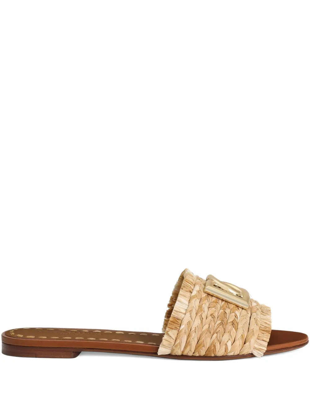 Dolce & Gabbana woven-raffia Flat Sandals  | Neutrals | FARFETCH | Farfetch Global