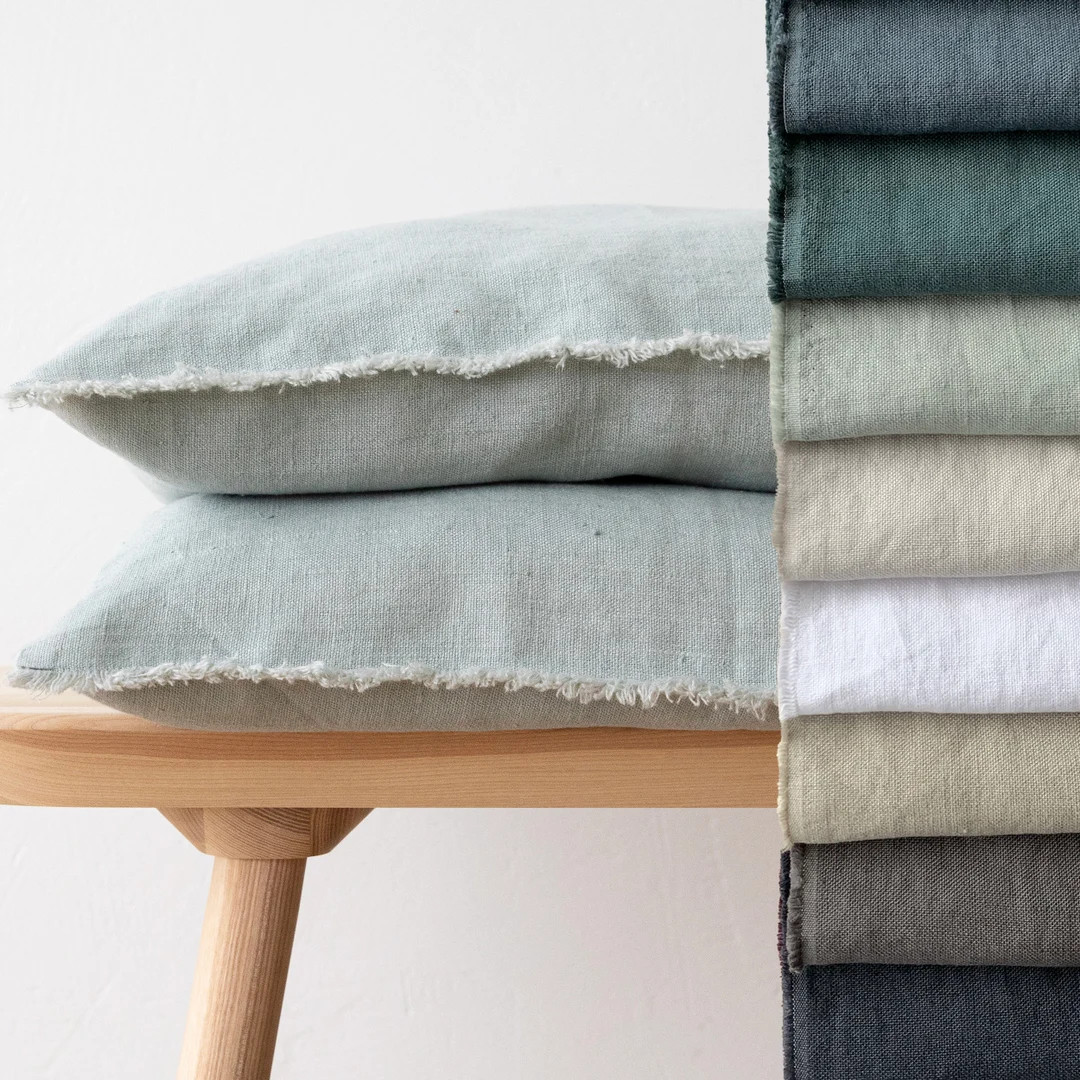 Heavy Weight Linen Pillow Case With Hand Made Fringes 8 Colors. Standard, Queen, King, Euro Sham,... | Etsy (US)