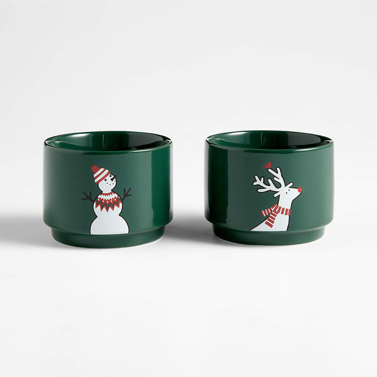 Arctic Friends Evergreen Ceramic Ramekins by Joan Anderson, Set of 2 + Reviews | Crate & Barrel | Crate & Barrel