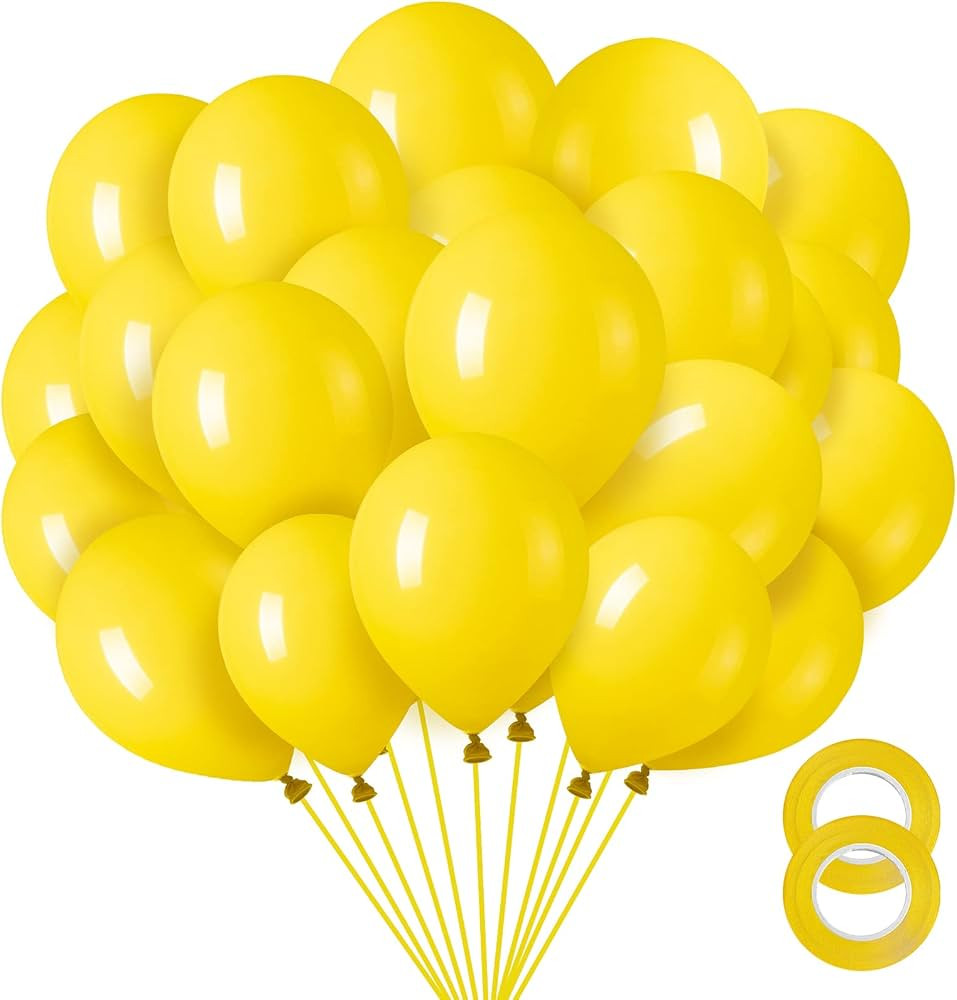 Yellow Balloons 12 inch, 100 Pack Yellow Latex Balloons for Birthday Baby Shower Christmas Minion... | Amazon (US)