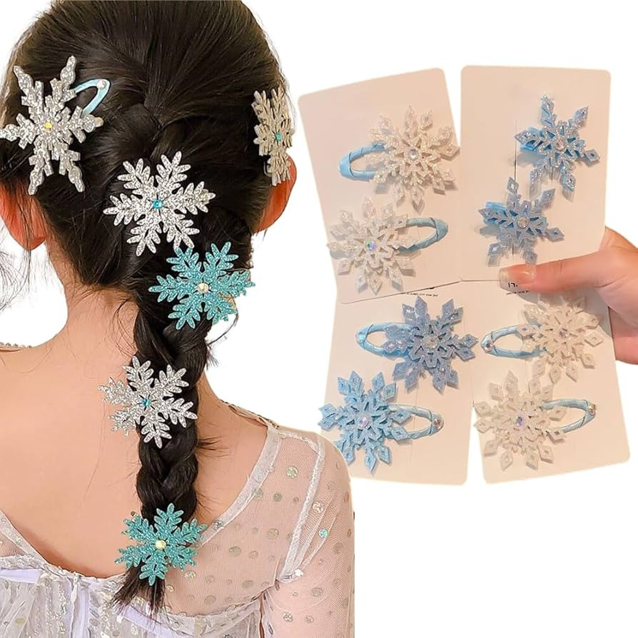 8PCS Snowflake Hair Clip Blue White Christmas Hair Accessories for Women Xmas Bow Hair Clip Festi... | Amazon (US)