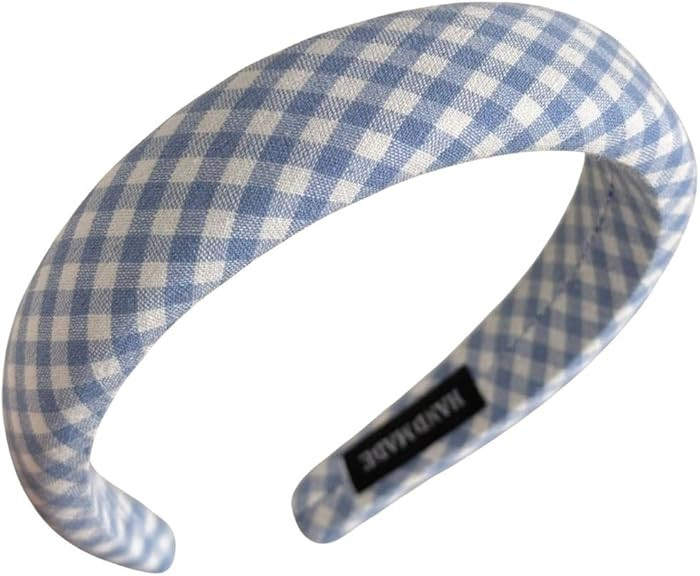 Blue White Striped Knotted Headbands for Women Top Knot Plaid Gingham Hairband Makeup Face Wash H... | Amazon (US)