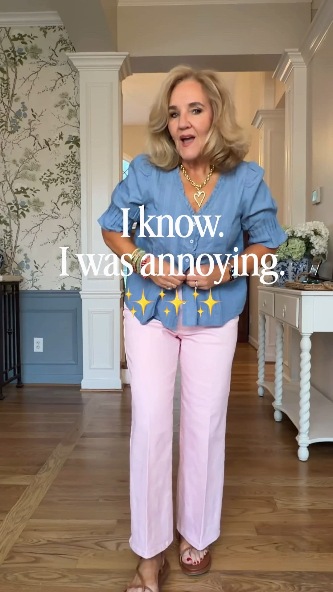 Get this chambray top. I sized down to a small. Don’t miss your size. 
Other sizing below 
Pink jeans 8 
Striped skirt small 
Leopard linen skirt 8 petite 
Linen blazer medium 
Linen pants 8 petite 
Embroidered jeans 1.0
Red jeans 29 reg 
White raw hen wide leg leave 29
Spanx terra cotta jeans medium petite

#LTKOver40 #LTKSaleAlert #LTKootd