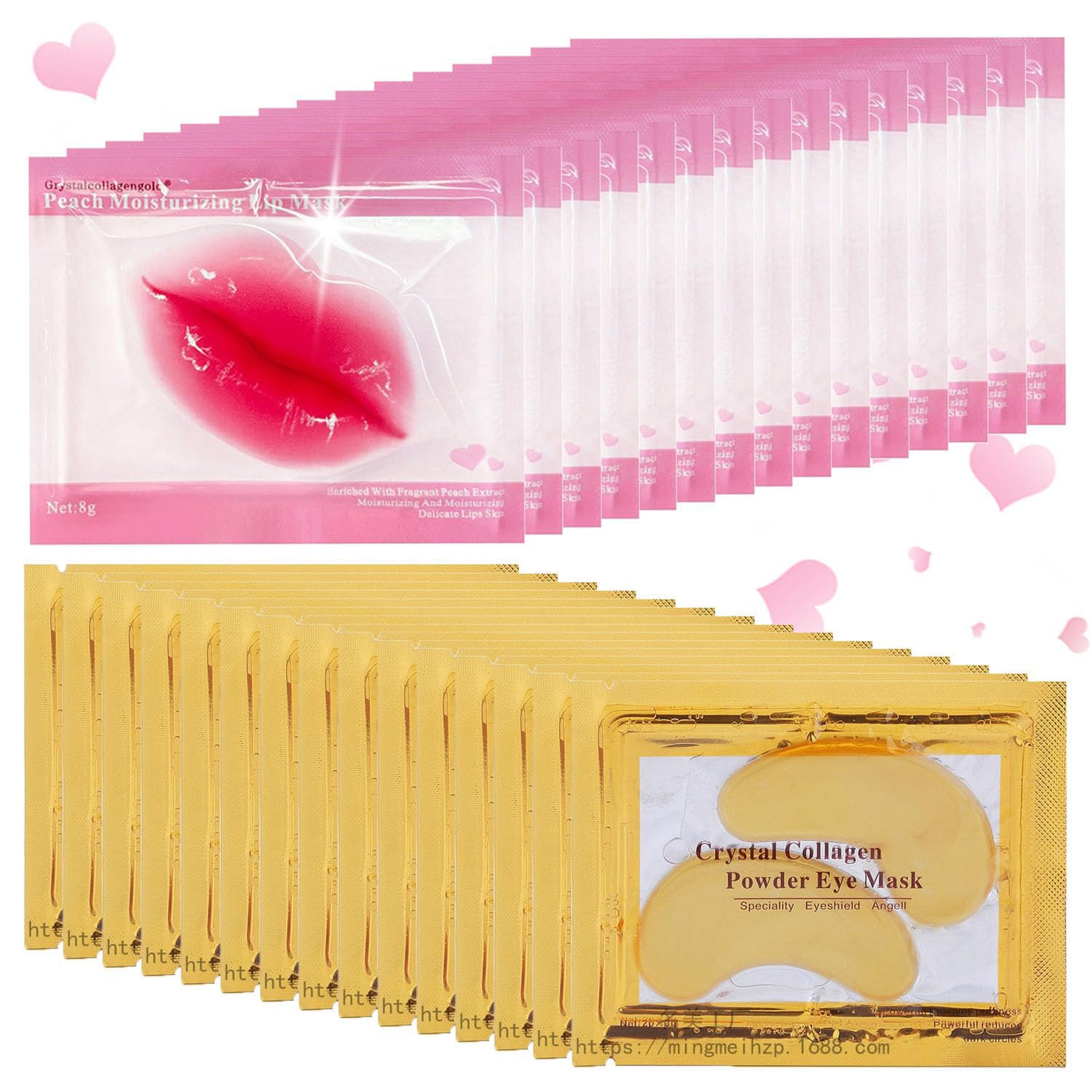 30 Pairs Lip Mask & Eye Mask, 24K Gold Under Eye Patches for Puffy Eyes, Lip Mask Skincare, Bride... | Amazon (US)