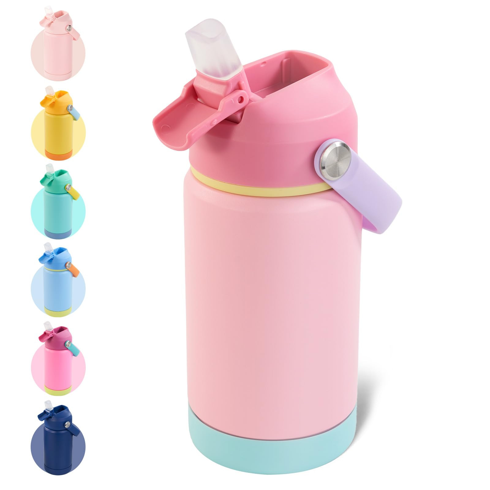 Kerilyn 12oz Kids Water Bottle 2 Pack, Stainless Steel Insulated Water Bottle Bulk, Toddler Cups ... | Amazon (US)