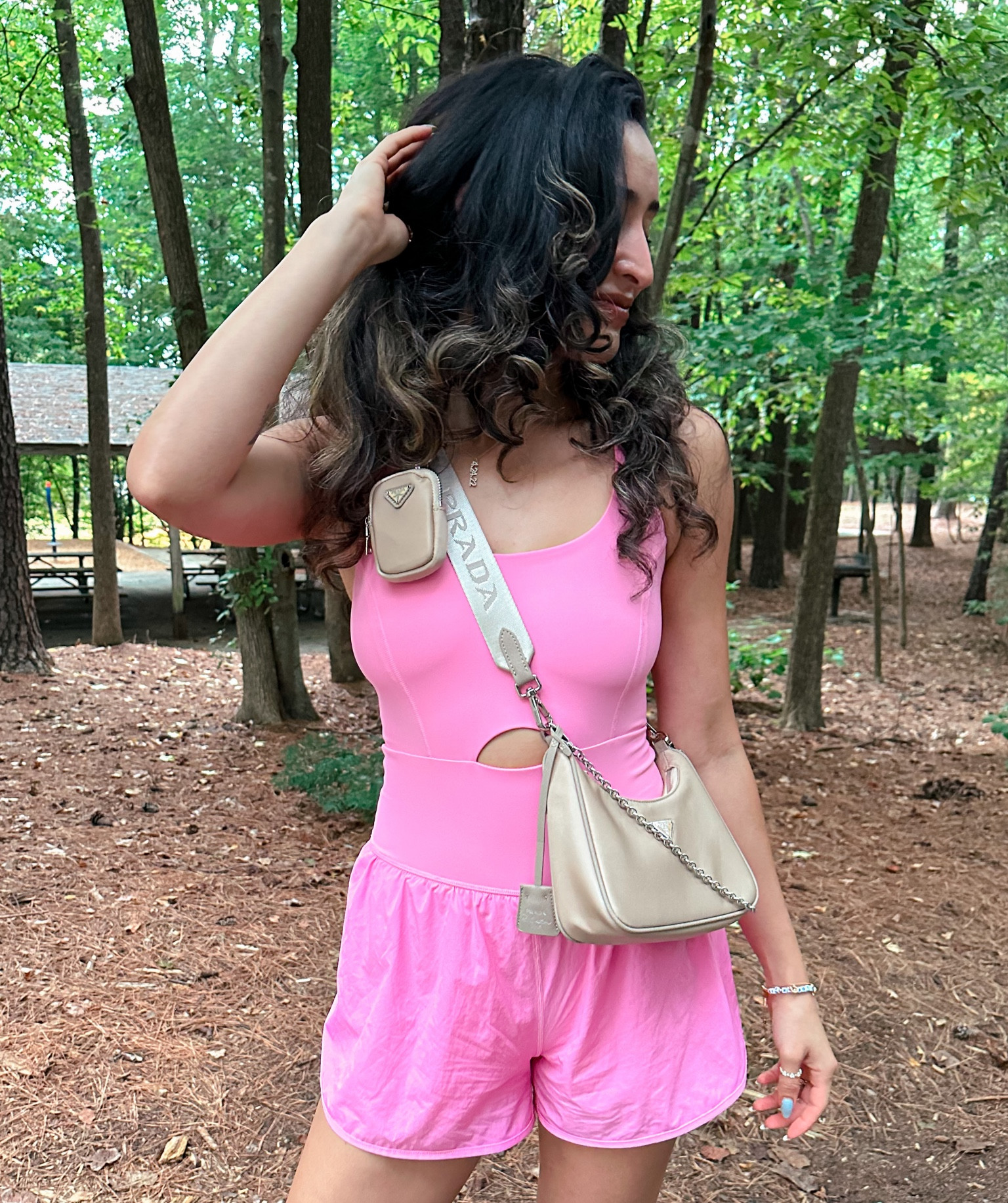 Pink athleisure romper.

#LTKfitness #LTKstyletip #LTKbeauty