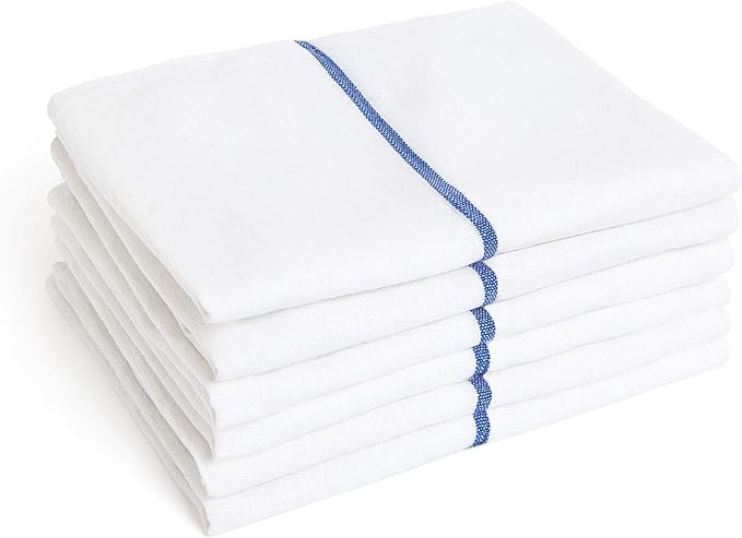 Liliane Collection 13 Blue 18" x 29" Thin Cotton Kitchen Dish Towels in White Center Stripe Espec... | Amazon (US)