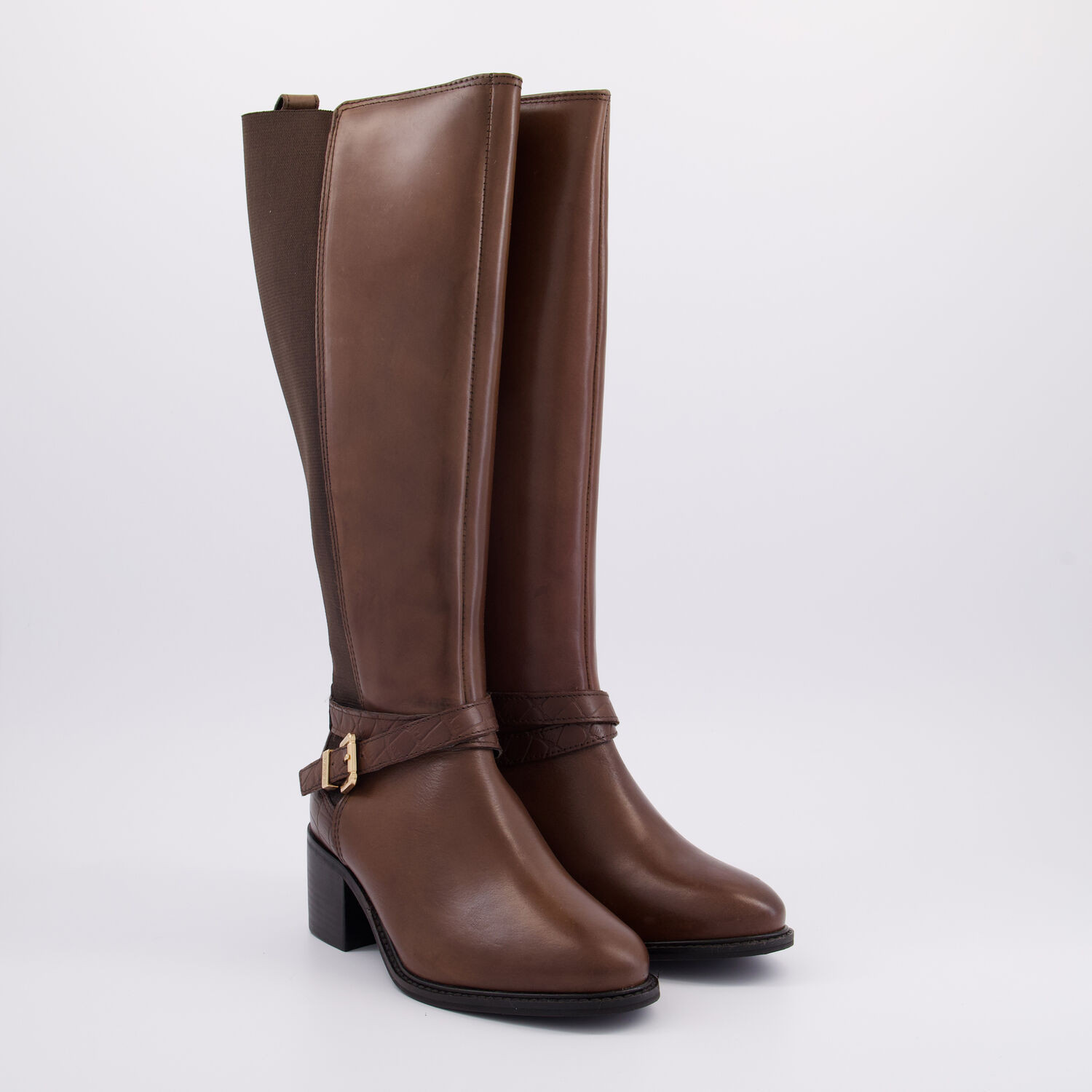 Brown Leather Tildy Knee High Boots | TK Maxx